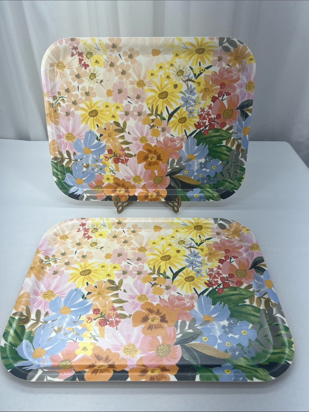 Rifle Paper Co Neutral Wood Serving Tray Floral Cottagecore Organizer Tray 14x11